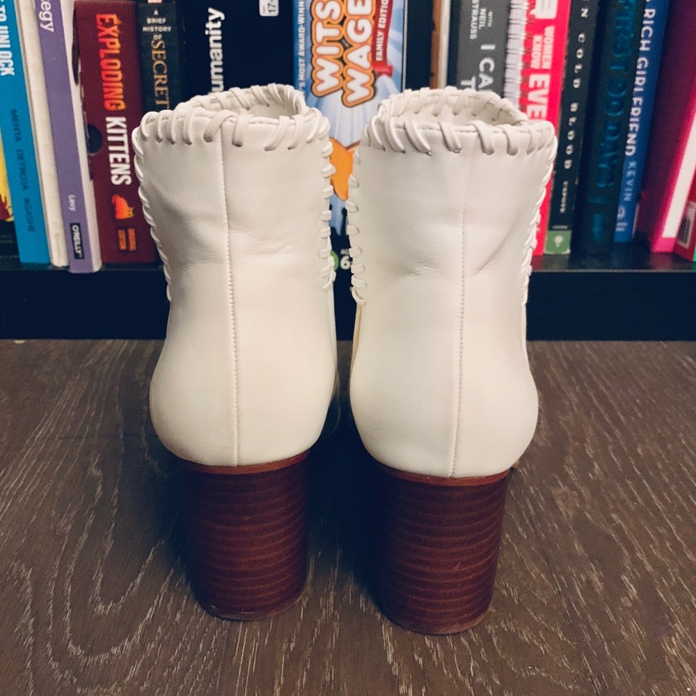 UO White Booties (Wooden Heel/Threaded Detail) - Picture 6 of 6